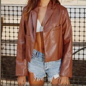 Bucketlist vegan leather jacket blazer